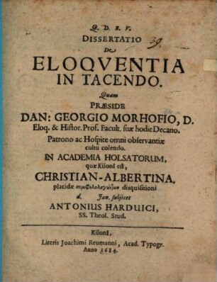 Dissertatio De Eloquentia In Tacendo