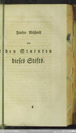 Fünfter Abschnitt von den Statuten dieses Stifts