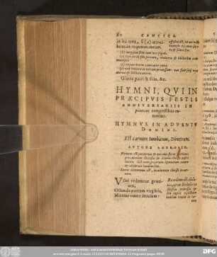 Hymni, Qui In Praecipuis Festis Anniversariis In piorum congressibus canuntur.