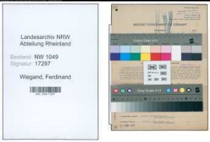 Entnazifizierung Ferdinand Wiegand , geb. 05.10.1910 (Bahnbeamter)
