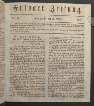 Sonnabend, den 31. März. 1832