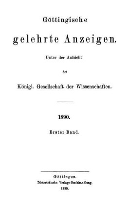 1890,1: Göttingische gelehrte Anzeigen