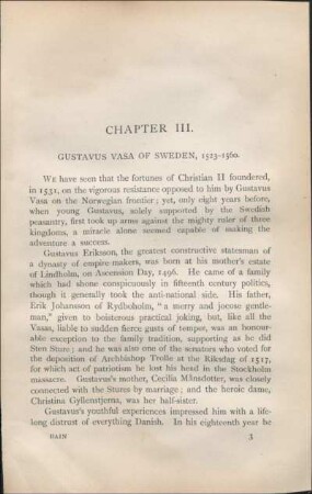 Chapter III. Gustavus Vasa Of Sweden, 1523-1560.