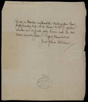 Brief von Jacob Grimm an Ignaz Theodor Liborius Meyer