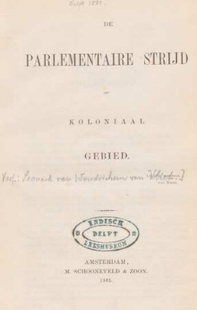 De parlementaire strijd op koloniaal gebied