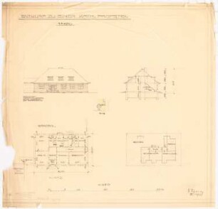 Propstei: Ansicht, Schnitt, Grundrisse EG, DG 1:150, Lageplan