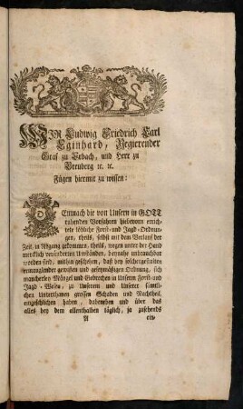 3-4, Wir Ludwig Friedrich Carl Eginhard, [...] Fügen hiermit zu wissen:...