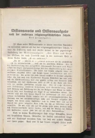 Missionsmotiv und Missionsaufgabe nach der modernen religionsgeschichtlichen Schule. IV
