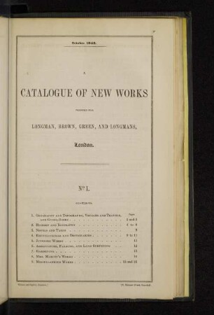 Catalogue of new works
