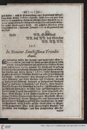 In Nomine Sanctissimae Triadis