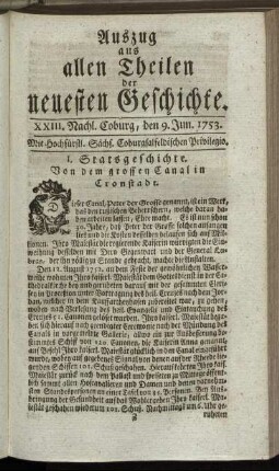 XXIII. Nachlese. Coburg, den 9. Jun. 1753.