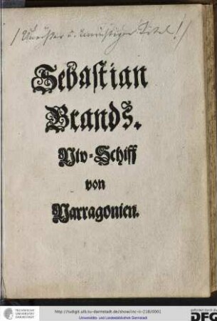 Sebastian Brands Niv-Schiff von Narragonien.