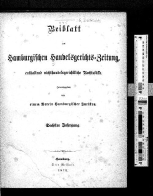 6.1873, Beiblatt: Hamburgische Handelsgerichts-Zeitung
