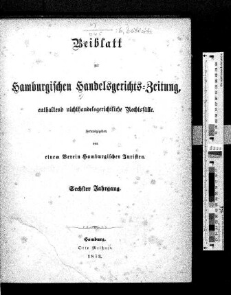 6.1873, Beiblatt: Hamburgische Handelsgerichts-Zeitung