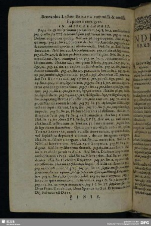 Benevolus Lector Errata commissa & omissa sic poterit corrigere