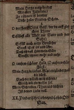 XX. Pindarische Liebs- und Lobs-Ode