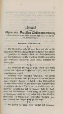 Entwurf einer allgemeinen Deutschen Civilprozeßordnung.