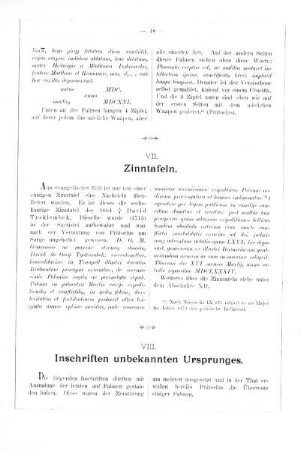 VIII. Inschriften unbekannten Ursprunges.