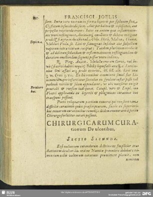Chirugicarum Curationum De ulceribus, Sectio Secunda