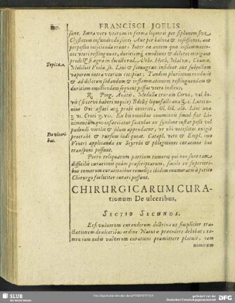 Chirugicarum Curationum De ulceribus, Sectio Secunda