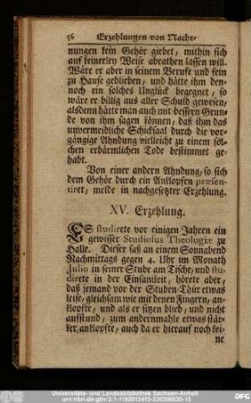 XV. Erzehlung.