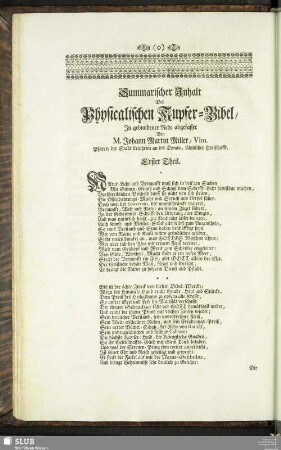 Summarischer Inhalt der physicalischen Kupfer-Bibel, in gebundener Rede abgefasset