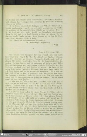August Wilhelm von Schlegel an Franz Bopp, Bonn, 20.08.1820