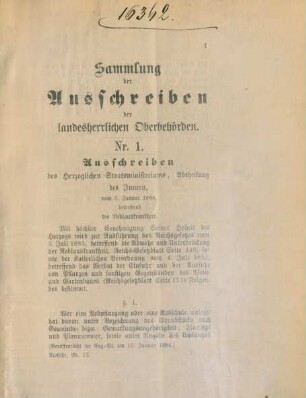 8. Januar 1884-13. Dezember 1889 = Nr. 1-69