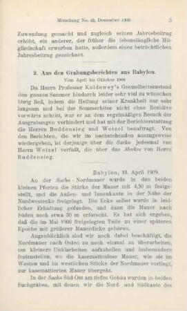 2. Aus den Grabungsberichten aus Babylon