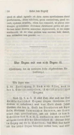 58-85 Was Dogma und was nicht Dogma ist (Fortsetzung der im vorletzten Hefte abgebrochenen Abhandlung)