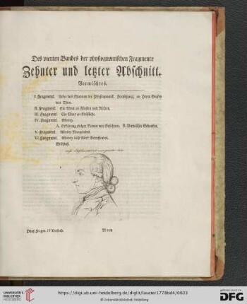 Des vierten Bandes der physiognomischen Fragmente zehnter und letzter Abschnitt