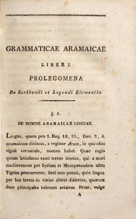 Joannis Jahn, ... Elementa Aramaicae seu Chaldaeo-Syriacae linguae