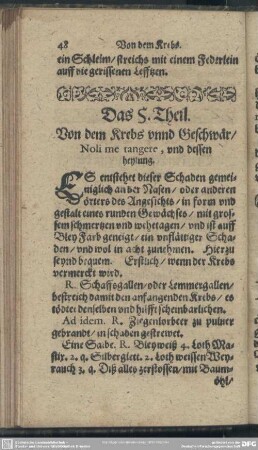 Das 5. Theil. Von dem Krebs unnd Geschwär, Noli me tangere, und dessen heylung