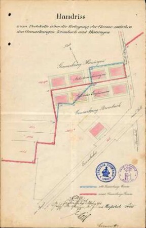 Verlegung der Gemarkungsgrenzen zwischen den Gemeinden Brombach und Hauingen