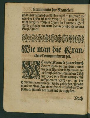 Wie man die Krancken Communiciren sol.