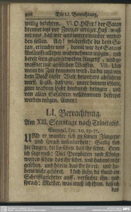 LI. Betrachtung. Am XIII. Sonntage nach Trinitatis. Evangel. Luc. 10. 23-37