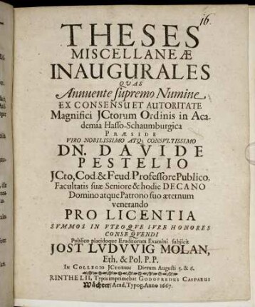 Theses Miscellaneae Inaugurales