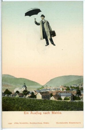 Mehlis. Blick nach Mehlis - Fliegender Mann