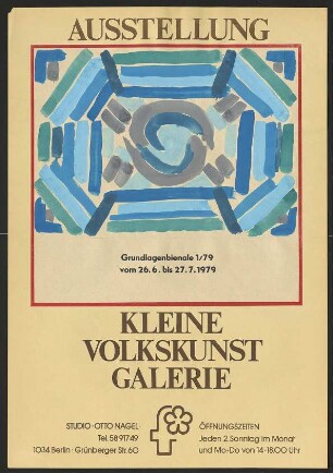 Ausstellungswerbung: "Grundlagenbiennale 1/79" von 26.06. bis 27.07.1979