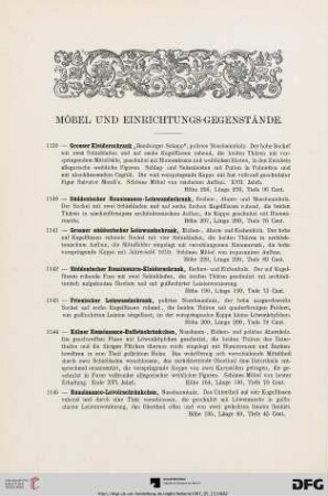 Möbel und Einrichtungs-Gegenstände (Nr. 1139-1203)