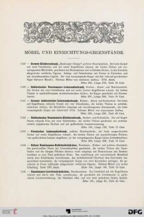 Möbel und Einrichtungs-Gegenstände (Nr. 1139-1203)