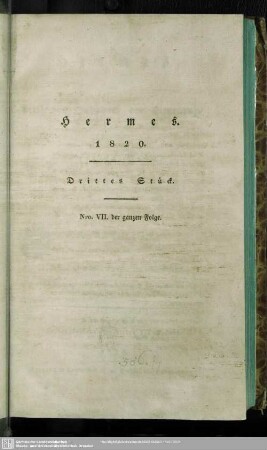 7.1820: Hermes oder kritisches Jahrbuch der Literatur