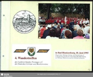 Gemeinsames Konzert des Bergsteigerchores und Bergfreunde Schmalkalden auf der Burg Greifenstein zum 4. Wandertreffen