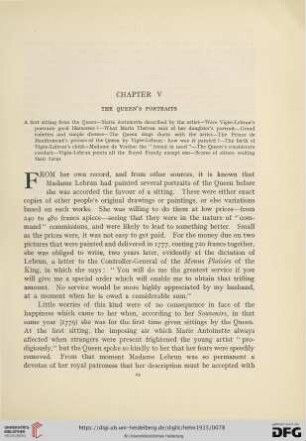 Chapter V: The queens´s portraits