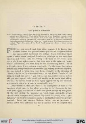 Chapter V: The queens´s portraits
