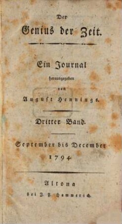 Der Genius der Zeit : ein Journal. 3. 1794