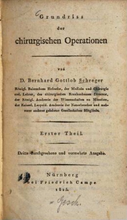 Grundriss der chirurgischen Operationen, 1
