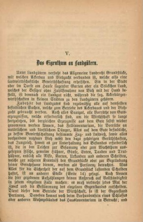 V. Das Eigenthum an Landgütern