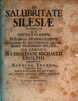 De salubritate Silesiae disputatio