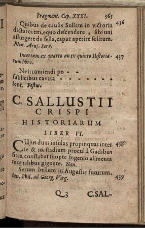 C. Sallustii Crispi Historiarum Liber VI